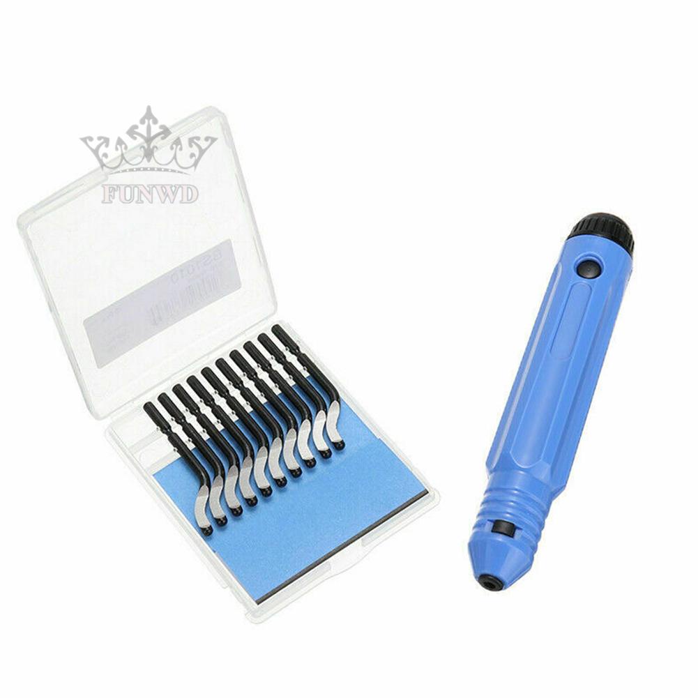 【FUNWD】Handle Plastic Burr NB1100 Scraper+10pc BS1010 Blades/Trimming Deburring Tools