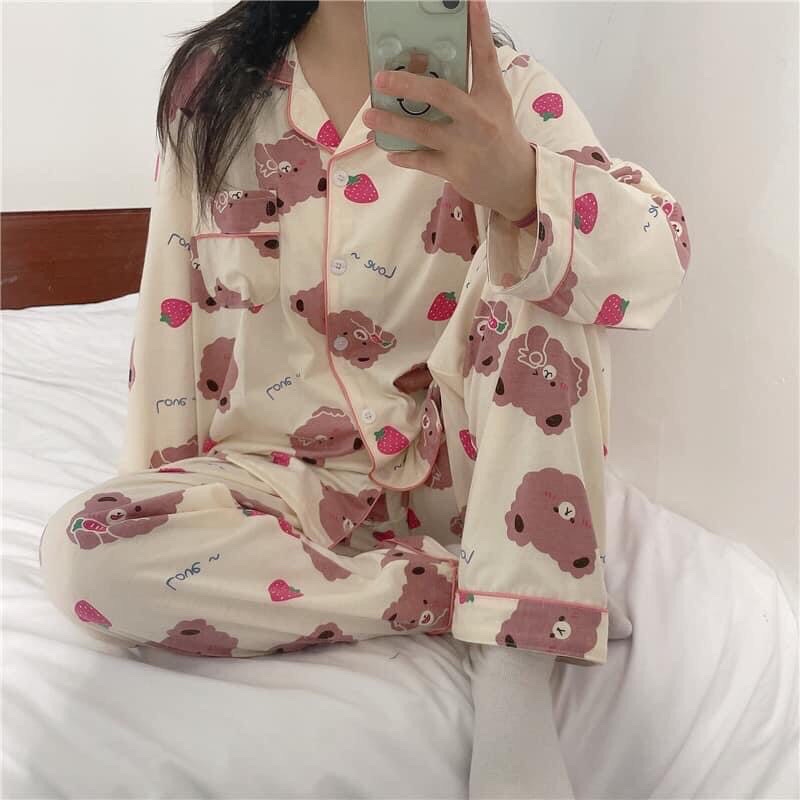 Bộ ngủ gấu Bear pijama kate lụa loại 1 yêu luôn