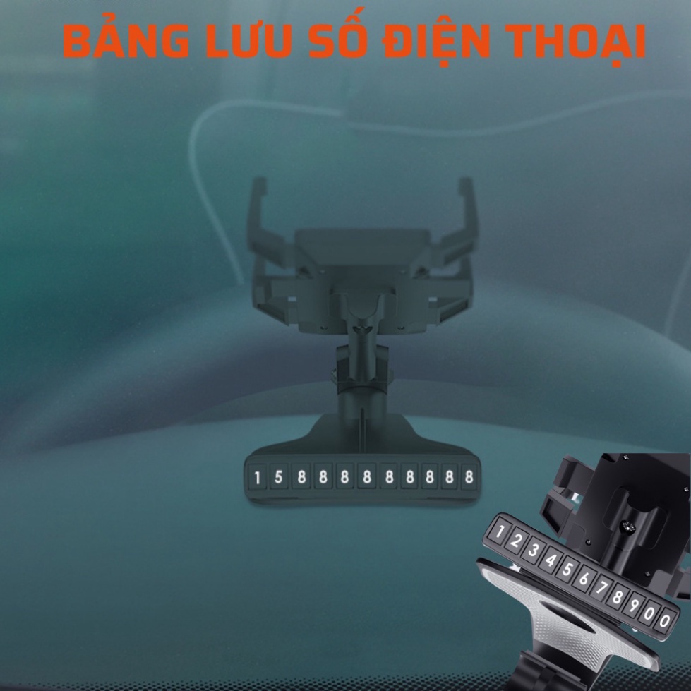 Giá đỡ kẹp điện thoại vô lăng để trên xe hơi ô tô xoay 360 độ chống rung treo đa điểm trên taplo, gương chiếu hậu [ Siêu