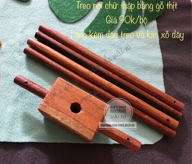 Giá treo nôi bằng gỗ tặng kèm dây treo và kim xỏ dây qua thú