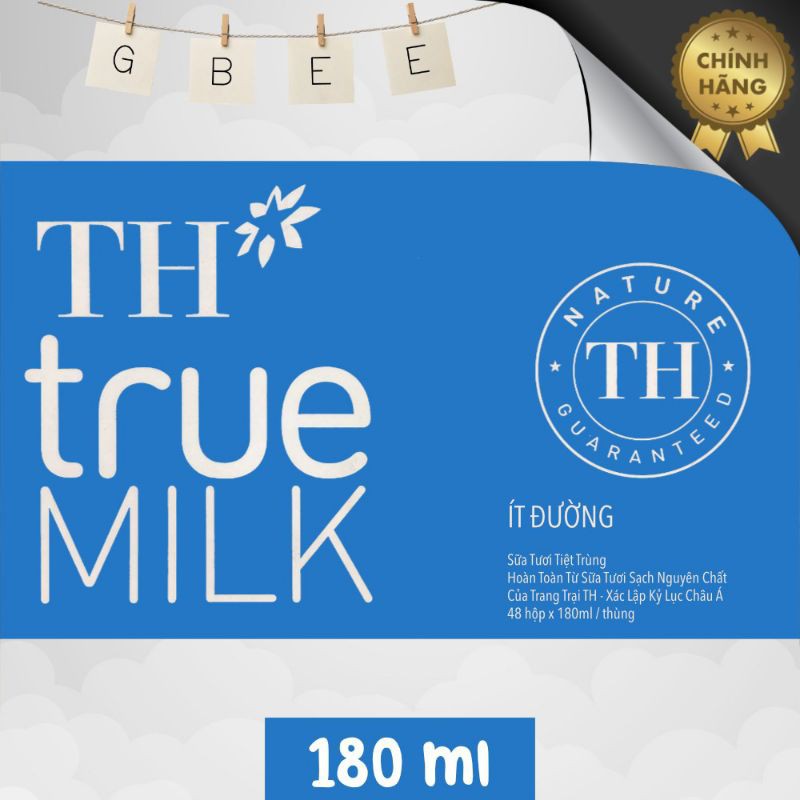 Sữa TH True Milk HỘP 180ML THÙNG 48HỘP (GIÁ ĐÃ TRỪ KHUYẾN MÃI)