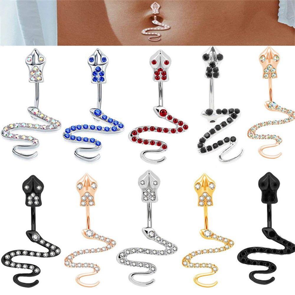 Khuyên Bụng Hình Rắn Độc Đáo Cá Tính|Khuyên RốN ĐíNh Đá 316L CZ 14G