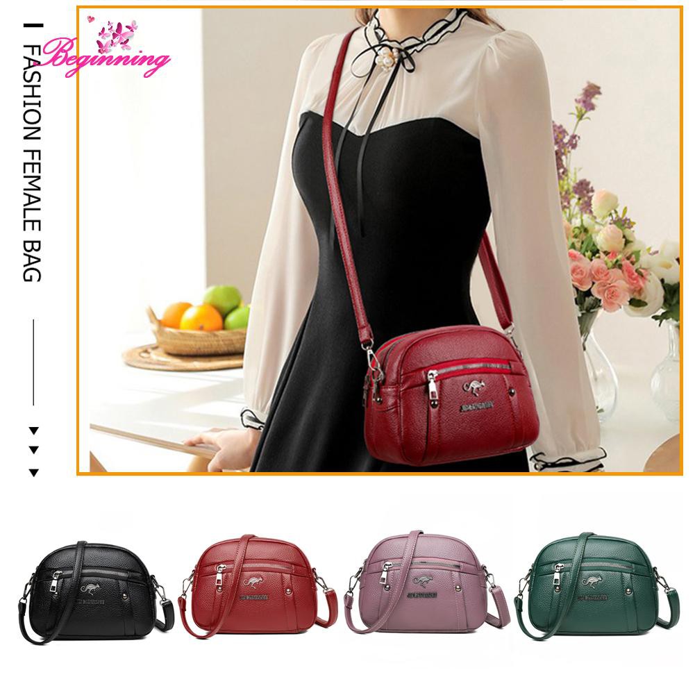 ❀beginning❀Exquisite PU Lychee Pattern Shoulder Crossbody Bag Casual Women Pure Color Handbag❀