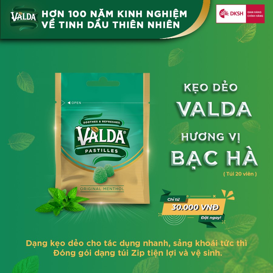 Kẹo dẻo VALDA Vị bạc hà truyền thống – Túi Zip 20g