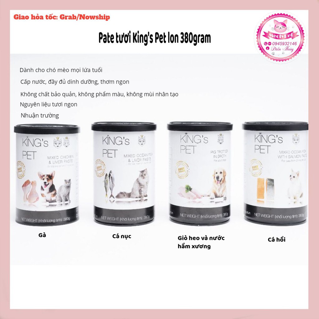 [Không chất bảo quản] Pate Tươi King's Pet cho chó mèo 380gr