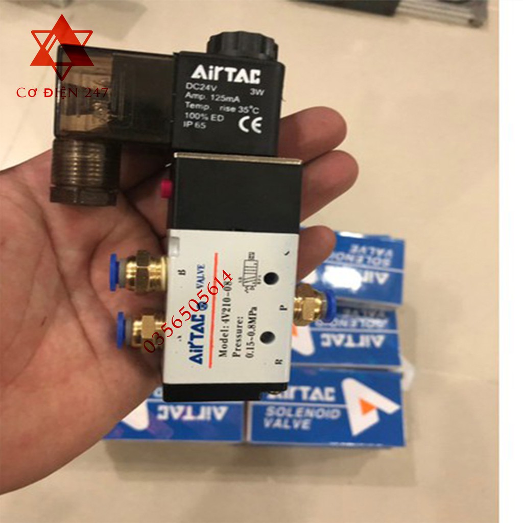 Van điện từ Airtac 4V210-08, Van khí nén, Van chia khí Van 5/2, 220VAC 24VDC 110VDC , 12VDC Solenoid