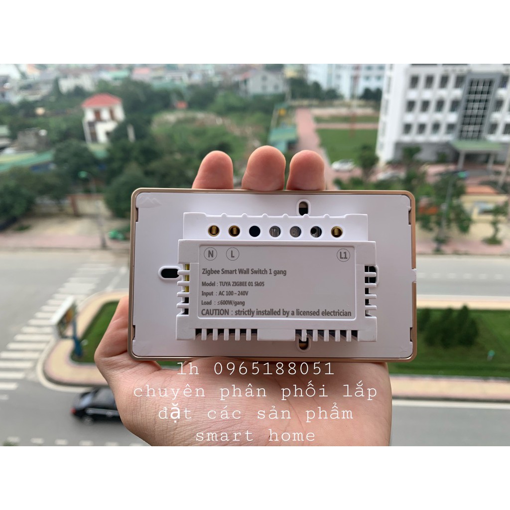 Công tắc Zigbee Tuya Viền Vàng chữ nhật 2020