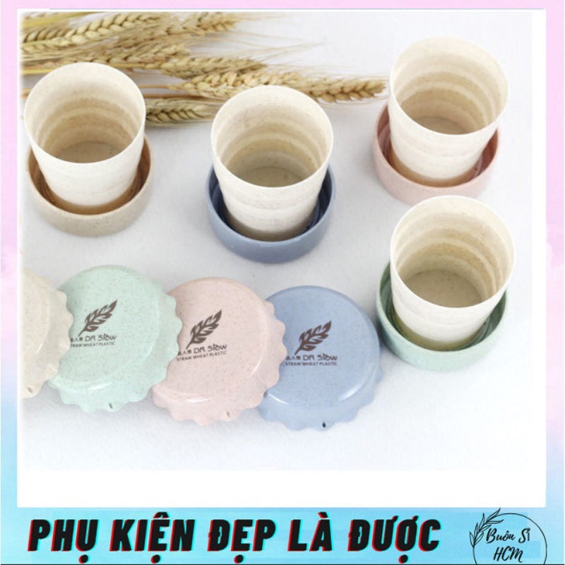 Cốc Đựng Nước Gấp Gọn Lúa Mạch Có Nắp Bỏ Túi Tiện Lợi Khi Đi Du Lịch,...