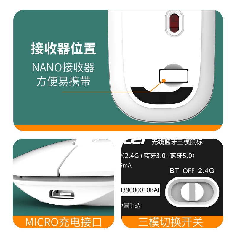Chuột Bluetooth Không Dây Không Giới Hạn Có Thể Sạc Lại Cho Điện Thoại Android Máy Tính Bảng Apple Máy Tính Bảng