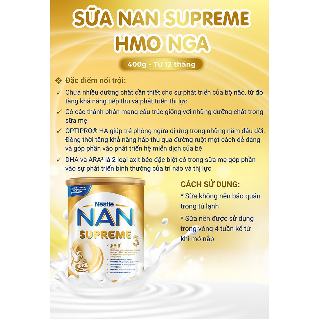 Sữa Nan Supreme Nga 400gr HMO 3