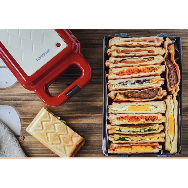 TORSOM Máy làm bánh sandwich waffle 2in1, chế biến đồ ăn nhanh cao cấp