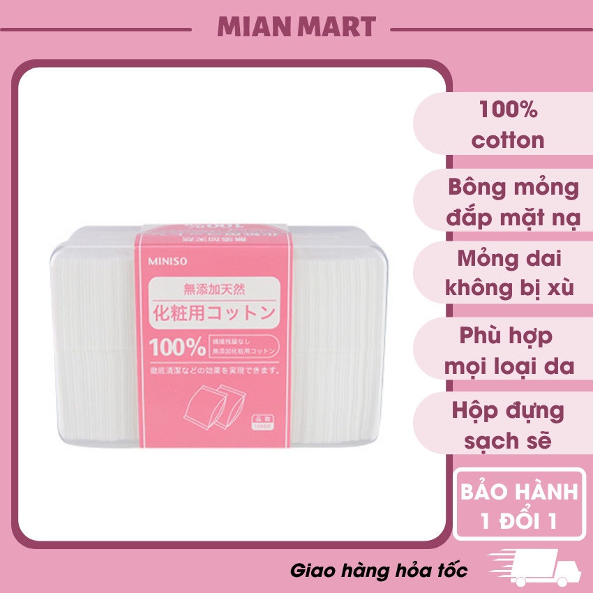 Bông tẩy trang MINISO NHẬT BẢN hộp 1000 miếng - MIAN MART