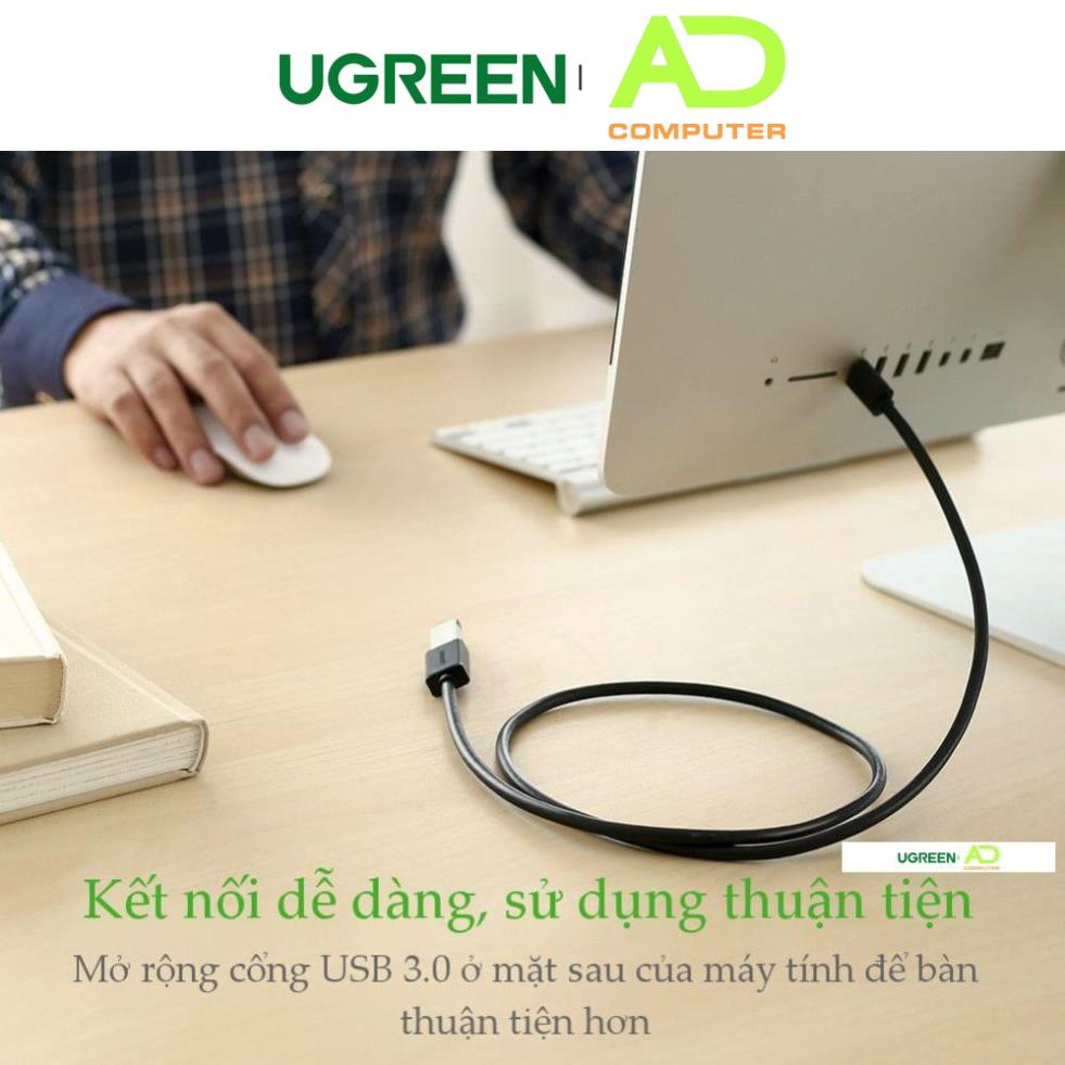 Dây nối dài USB 3.0 mạ vàng dài từ 1-3m UGREEN US129 dây dạng dẹt và tròn