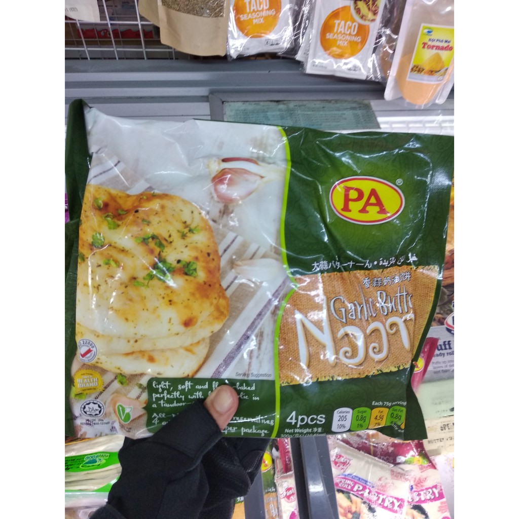 Vỏ Bánh Bơ Tỏi Roti Naan hiệu PA Paratha gói 4pcs