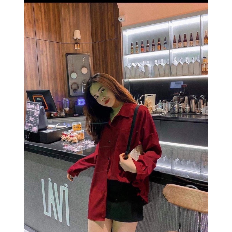 Áo Sơ Mi Nữ From Rộng Màu Đỏ Đô | BigBuy360 - bigbuy360.vn