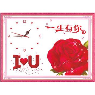 Tranh Thêu Chữ Thập Đồng Hồ I Love You RY8626 (KHÁCH TỰ THÊU) KT:59X46CM