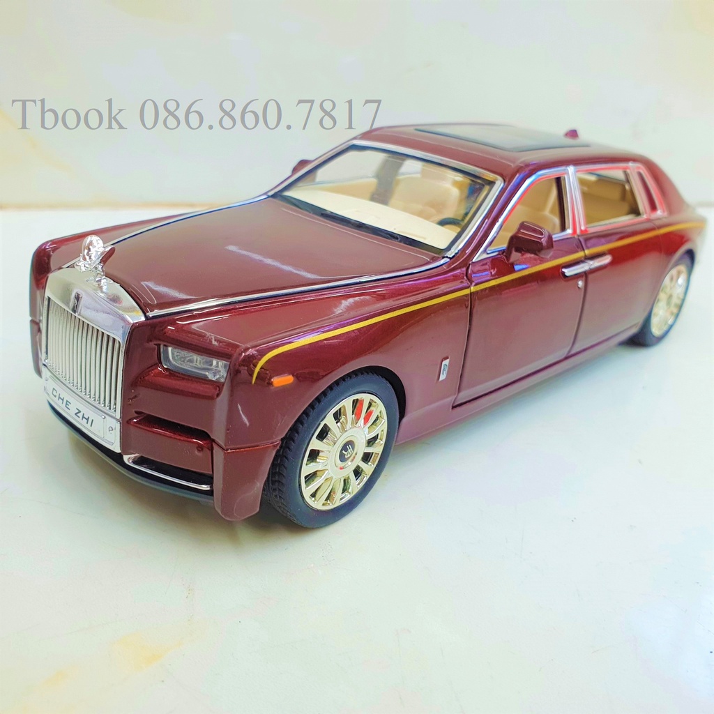 Mô hình xe ô tô Rolls-Royce Phantom VIII tỉ lệ 1:24 Chezhi đẹp như xe thật, thiết kế tinh xảo màu Đen, Trắng, Đỏ