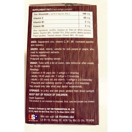 ZINC-HV - KẼM & VITAMIN GIÚP BỒI BỔ CƠ THỂ, TĂNG CẢM GIÁC NGON MIỆNG HỘP 100 VIÊN