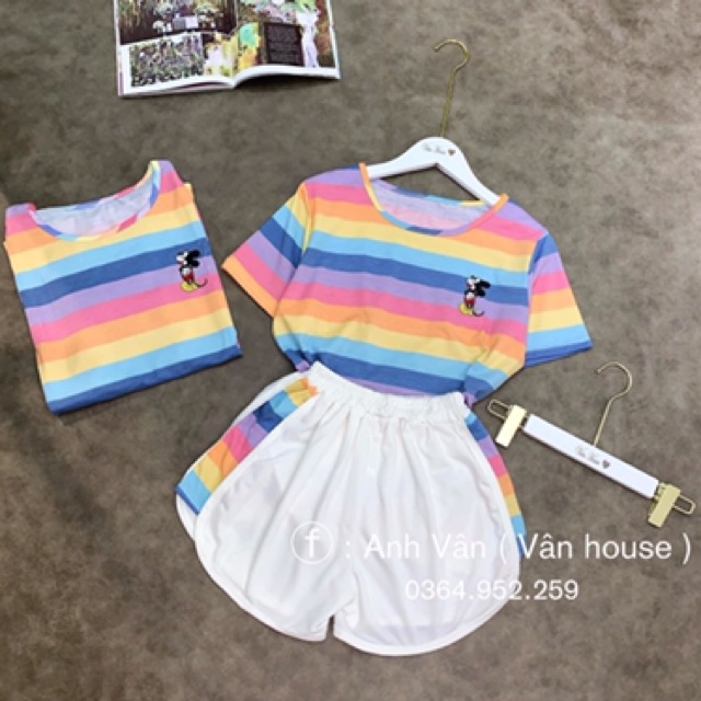 Set bộ Cầu vồng 🌈 đẹp xuất sắc siêu xinh rá siêu hờiiiiiii #115k 👉🏻 Áo chất cotton mềm mịn siêu mát  👉🏻Quần chất c