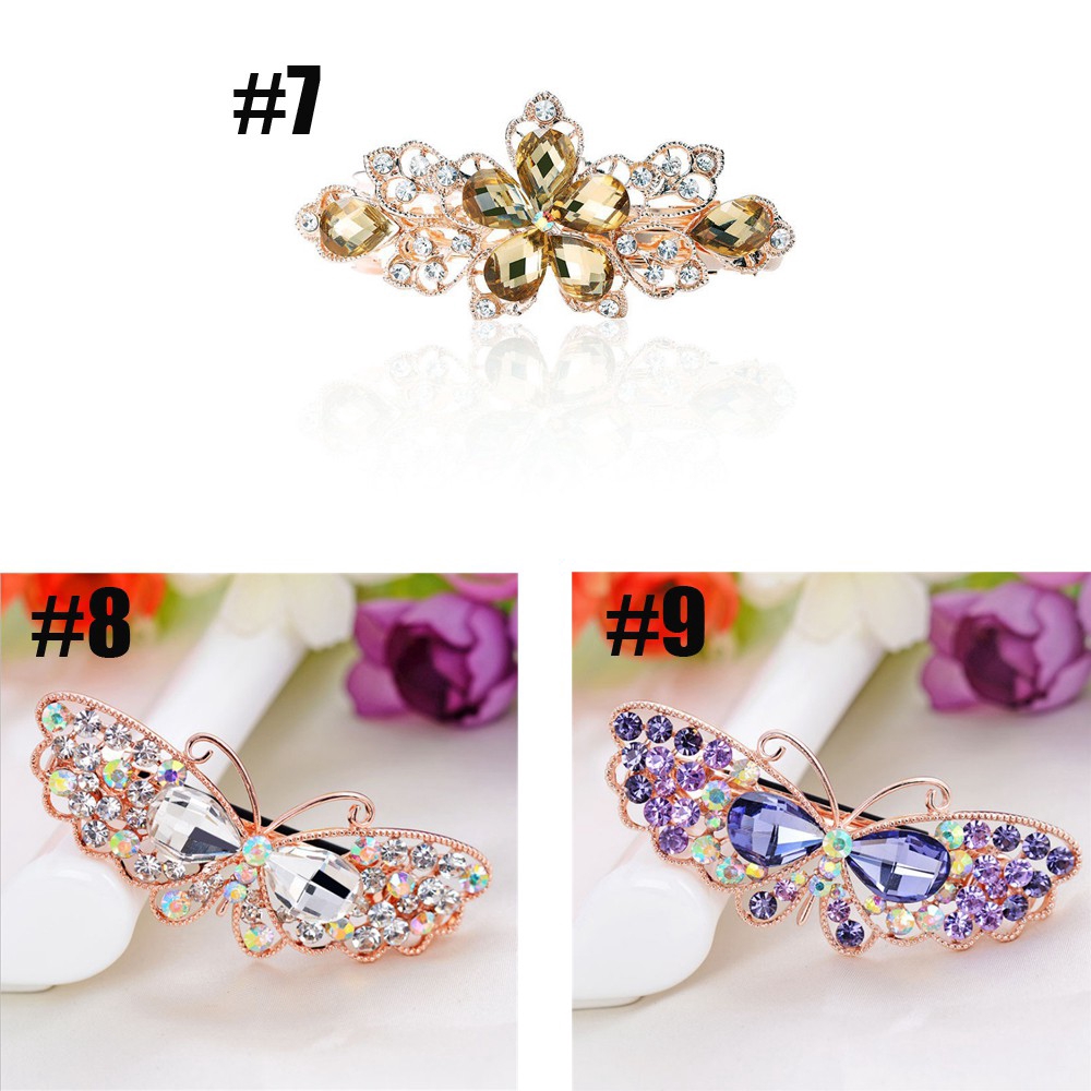 Kẹp Tóc Hoa Đính Đá Pha Lê Màu Sắc Lấp Lánh