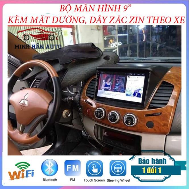 Bộ màn hình Android cho xe MITSUBISHI TRITON (PAJERO),tải phần mềm tùy ý, trọn bộ màn hình, mặt dưỡng, dây zăc zin