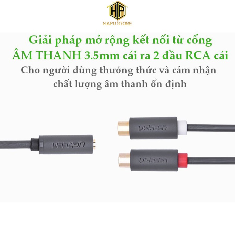Ugreen 10562 - Cáp chuyển đổi 3.5mm sang 2 đầu RCA chính hãng