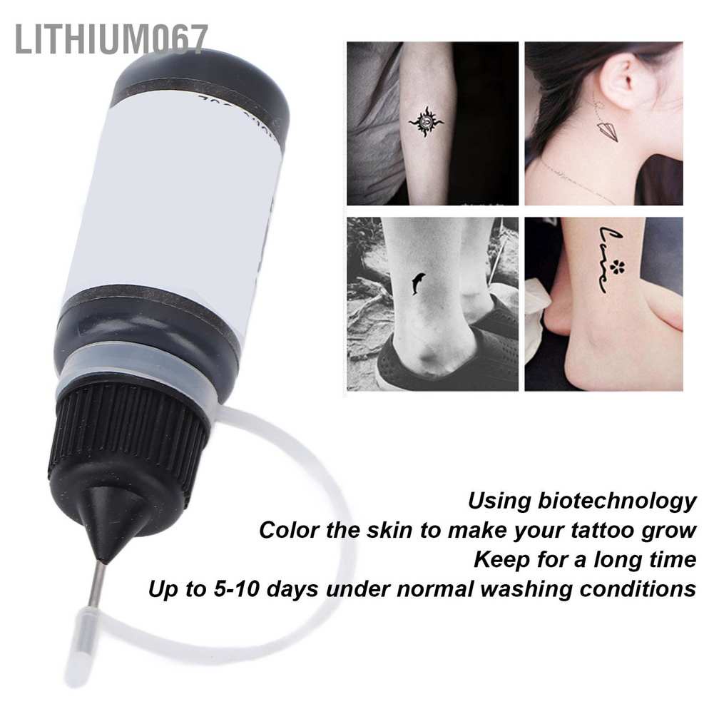 Lithium067 12Pcs Temporary Tattoo Kit Liquid Black DIY Semi Permanent Tattoos Set for Men Women 15ml Mực Xăm