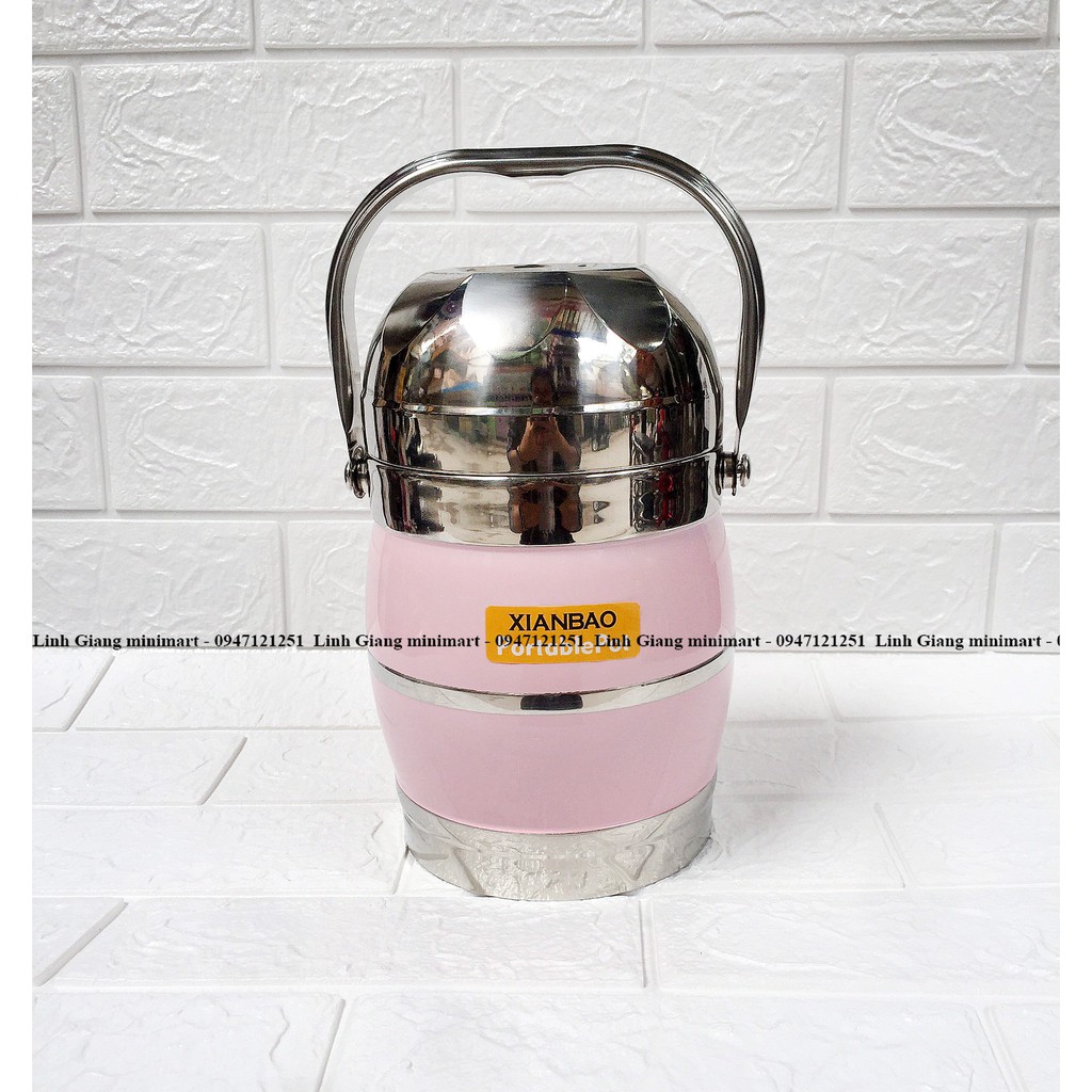 Cặp lồng inox giữ nhiệt 1.6L dáng cao có 2 ngăn lửng Thích hợp đựng phở, đựng cơm , đựng cháo
