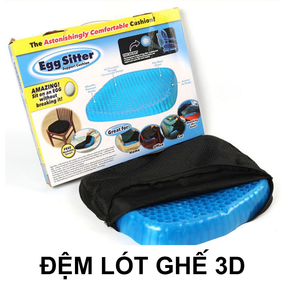 Nệm Ngồi Bệt Silicon Dạng Gel 3D Tổ Ong Nệm Lót Ghế Thoáng Khí Tuần Hoàn Ngồi Lâu Không Mỏi - Đệm ghế văn phòng