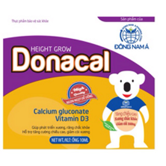 DONACAL Bổ Sung Canxi và Vitamin D cho Bé - Dạng ống siro đã chia sẵn liều liện lợi