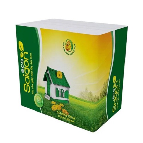 Khăn giấy ăn 1 lớp Saigon Eco 100 tờ (23x23)cm