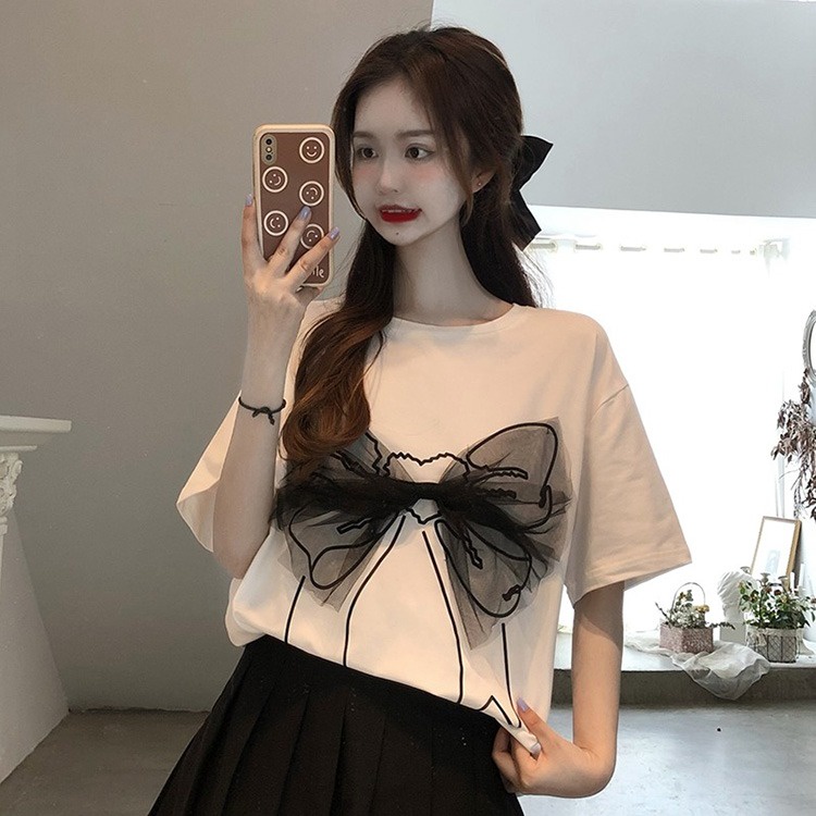 NRVP Áo Thun Nữ Dáng Dài Rộng Tay Ngắn Phong Cách Thời Trang Đường Phố Hàn Quốc