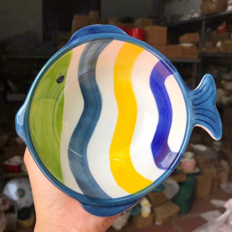 [Ảnh thật] Bộ bát đĩa, set bát đĩa hoạ tiết xanh biển decor
