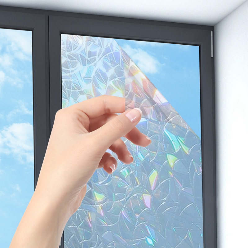 Miếng Dán Cửa Kính 3D Màu Cầu Vồng Phản Quang Giữ Riêng Tư Tiện Dụng