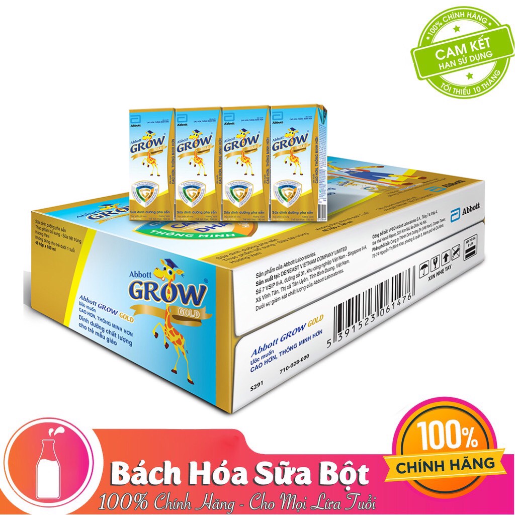 [Chính hãng] Sữa Nước Abbott Grow Gold 180ml/Hộp (Thùng 12 Lốc)