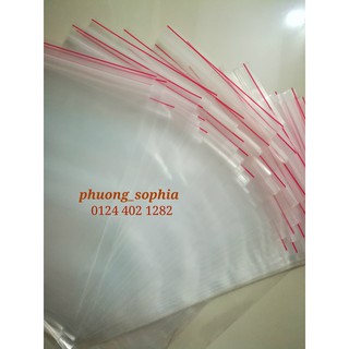 [50 túi] Túi zipper / zip chỉ đỏ 6x8cm