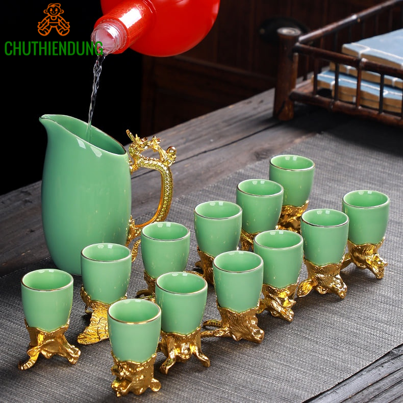 Bộ Ly 12 Con Giáp Bằng Sứ Tráng Men Cao Cấp Sang Trọng Tinh Tế Và Bền Bỉ Thích Hợp Làm Qùa Tặng