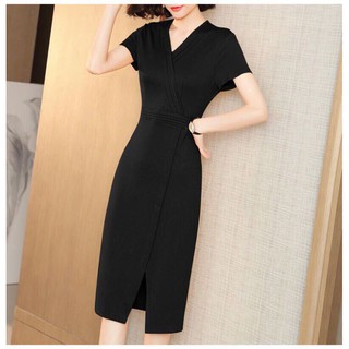 HÀNG NHẬP - ĐẦM BODY CỔ ĐẮP CHÉO XẺ TÀ
