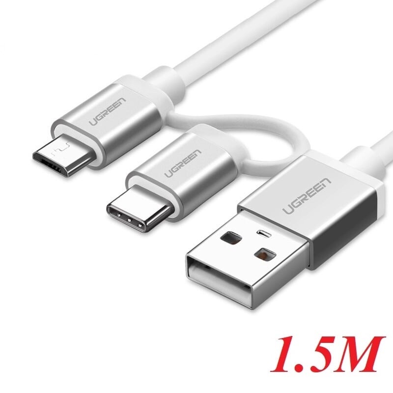 Cáp Sạc Đa Năng 3 Trong 1 USB Type-C / Micro USB Dài 1,5M Ugreen 50203 US186