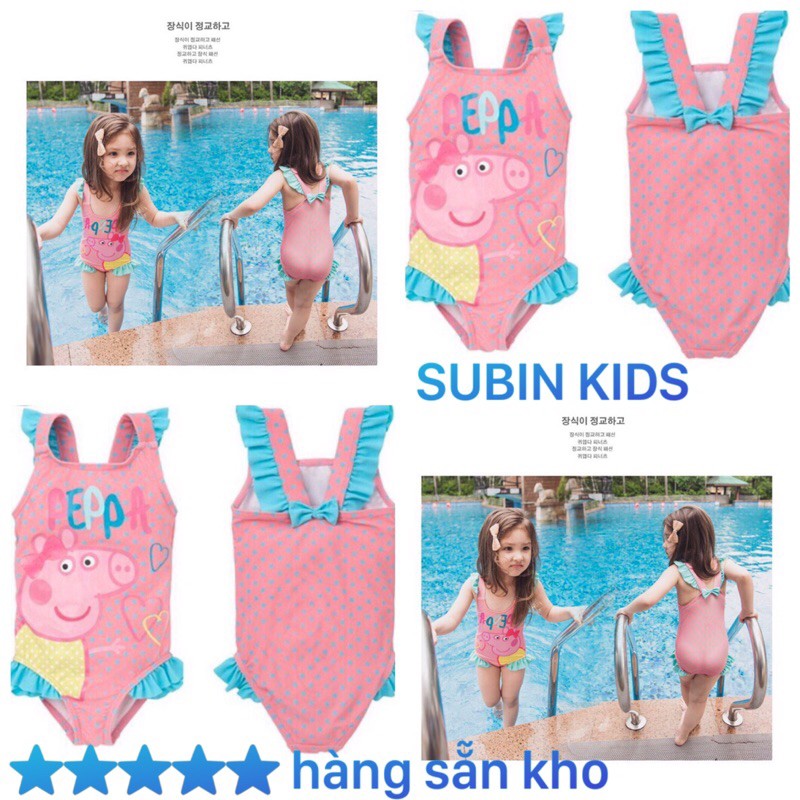 (hàng có sẵn) Bộ bơi bikini cho bé gái BG01 hình heo Peppa siêu cute sz 11-30kg Đồ bơi liền thân bé gái (QC) SUBIN KIDS