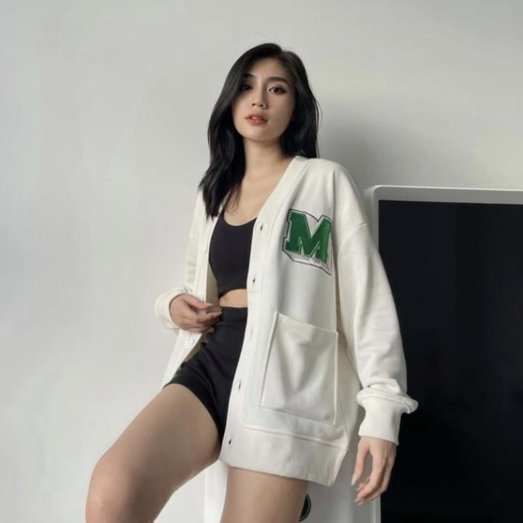 Áo Cardigan Len Mỏng Cho Nữ Phong Cách Ulzzang Phù Hợp Đi Đà Lạt- Thêu logo M