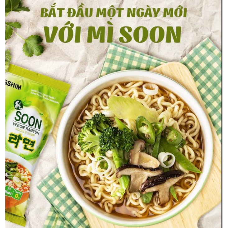 Mì Ăn Liền Nongshim Soon Veggie Chay 112G - Mì Chay Nhập Khẩu Chính Hãng Hàn Quốc