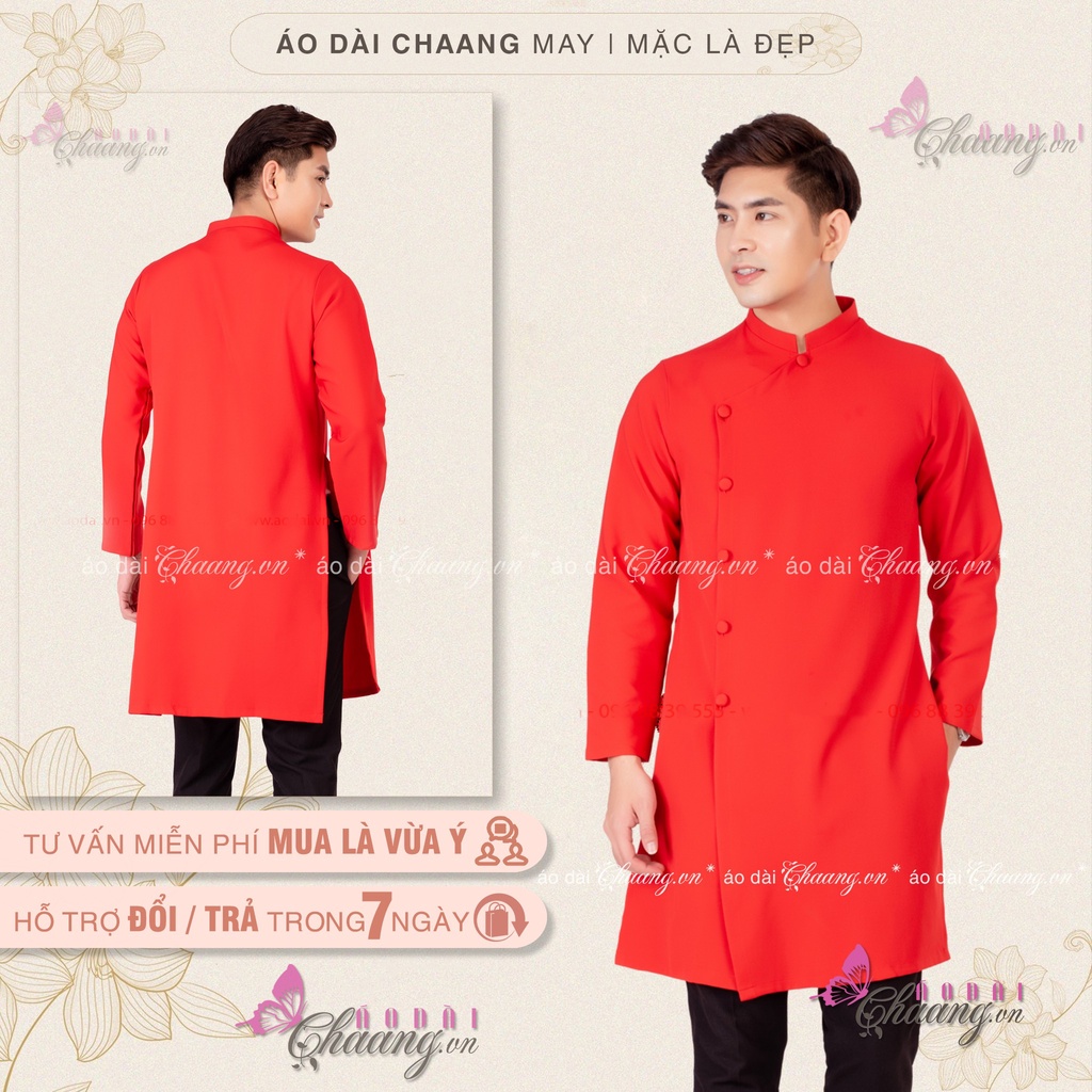 Áo Dài Cách Tân Nam Vàng Đồng Chaang May Sẵn Dáng Truyền Thống Hở Cúc Dự Tiệc Cưới Lễ Tết Đẹp C-AD422
