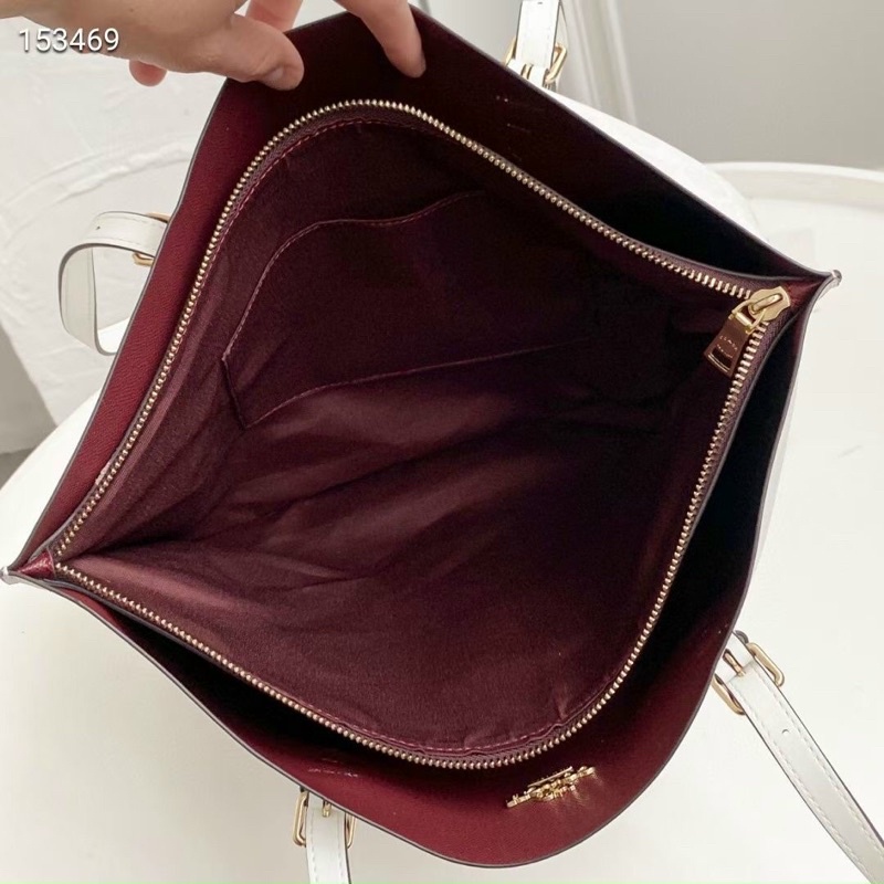 Túi tote Coach da thật size lớn vừa A4, 3 ngăn, có khoá kéo