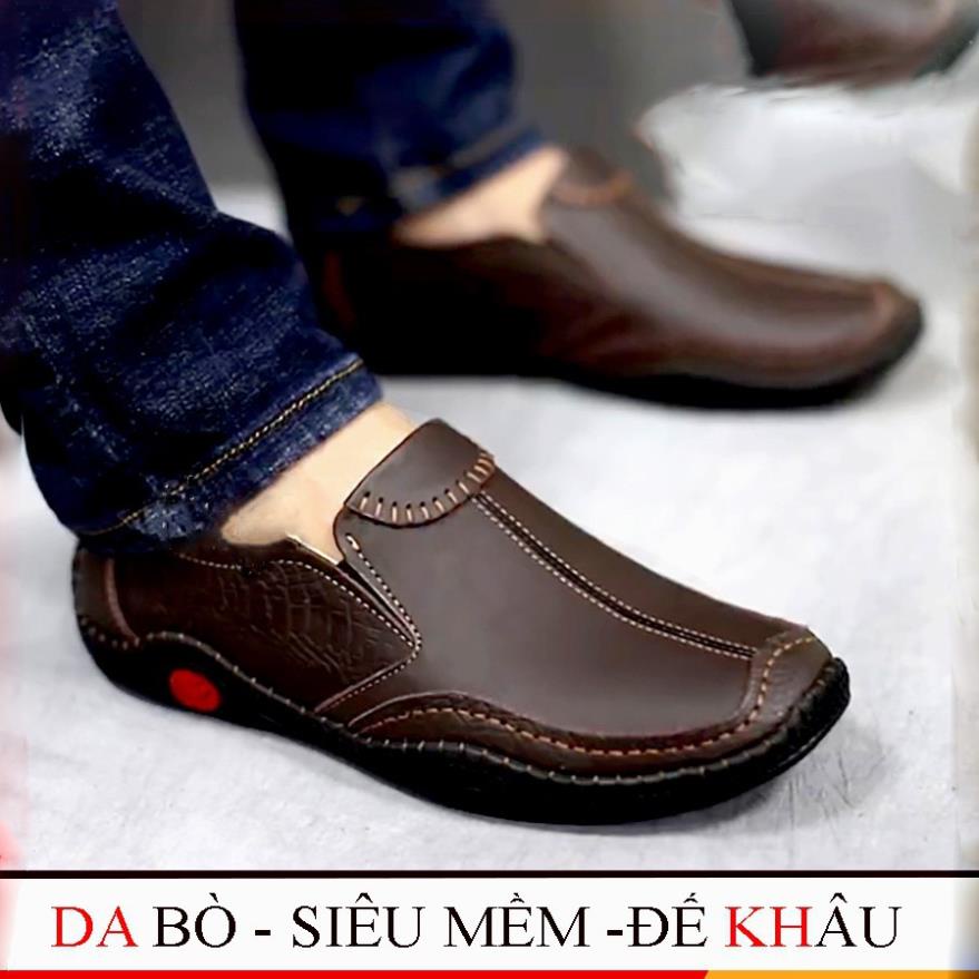 Giày Lười Nam Da Bò Giày Mọi Nam Thiết Kế Gân Giữa Vô Cùng Hấp Dẫn Giày Nam Da Thật Êm Nhẹ Ôm Chân - GLN29 JUH