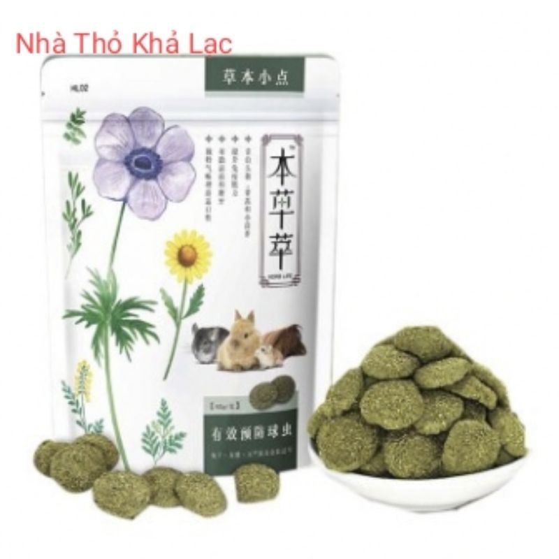 Bánh Cỏ Thảo Mộc Dành Phòng Cầu Trùng , Đẹp Lông , Tốt tiêu Hóa Cho Thỏ - Bọ - Chin Gói 80G