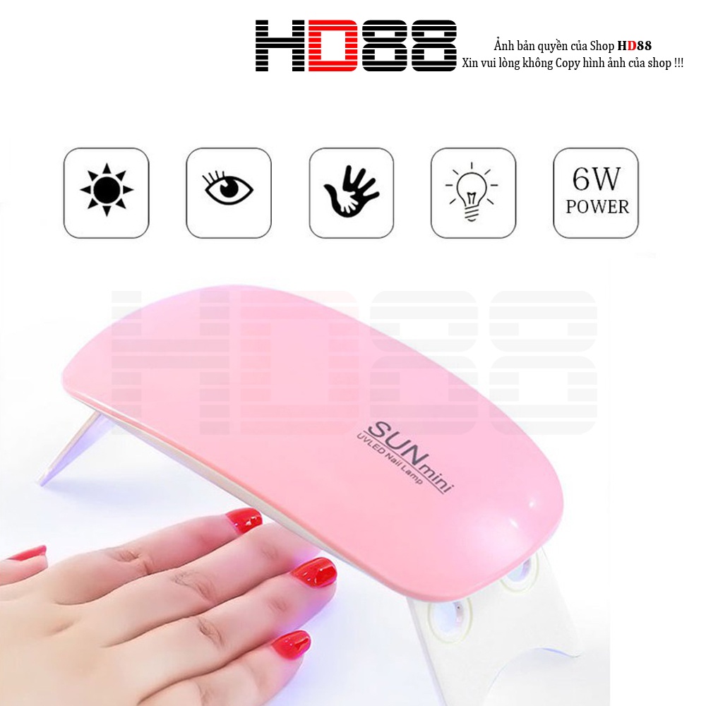 Máy Hơ Gel SUN MINI  chuyên dùng cá nhân làm móng tay. hơ sơn gel, base top gel, màu gels HD88