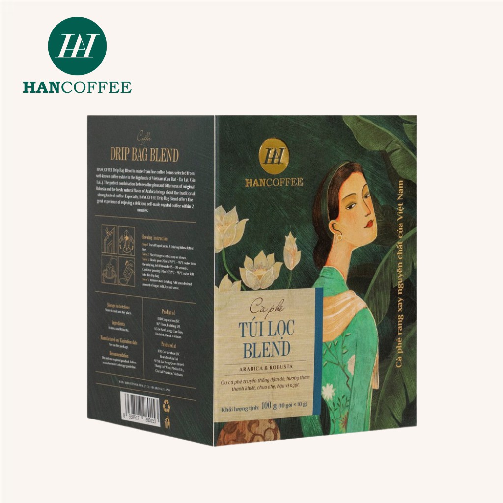 Cà Phê Phin Giấy Túi Lọc HANCOFFEE Blend Đậm Vị  Đắng Nhẹ, Ngọt Sâu Hộp 10 gói - HND2