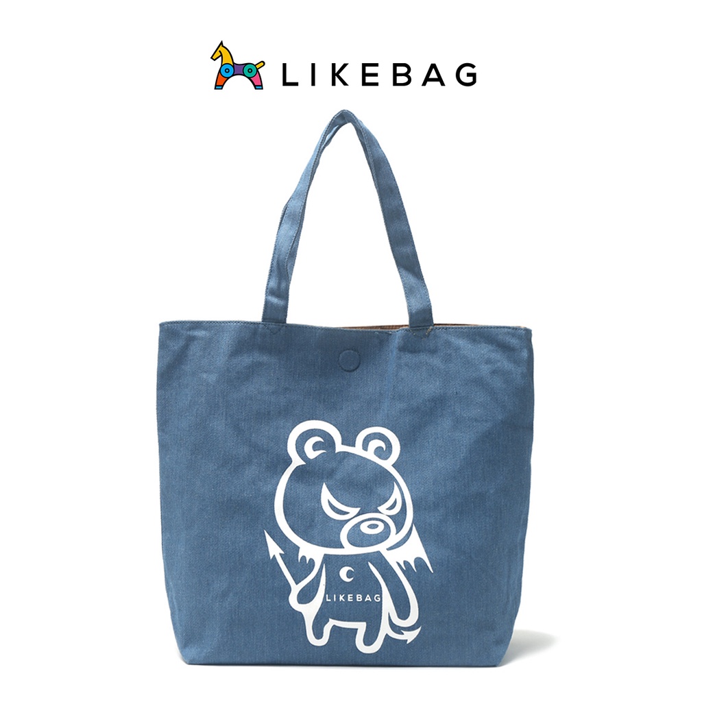 Túi đeo vai nữ chính hãng LIKEBAG tote vải canvas có khuy bấm trẻ trung 120110092 - LIBAGI