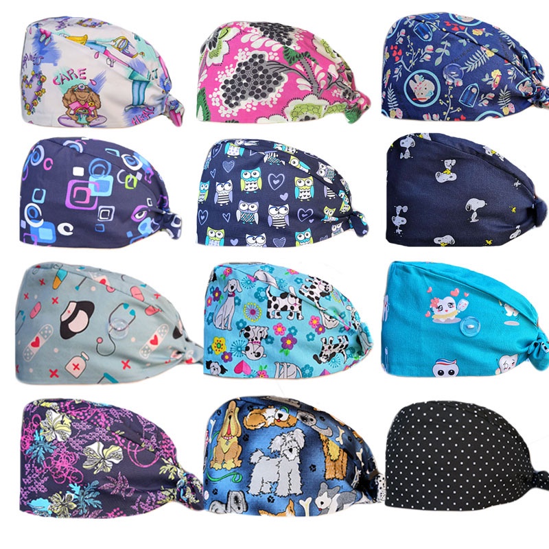 Mũ Cotton Nguyên Chất In Họa Tiết Chuyên Dụng Cho Bác Sĩ/Y Tá